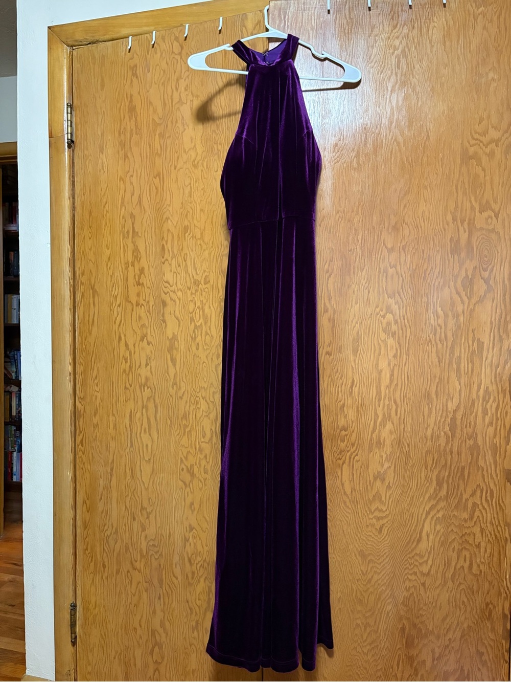 Purple Velvet Halter Evening Dress